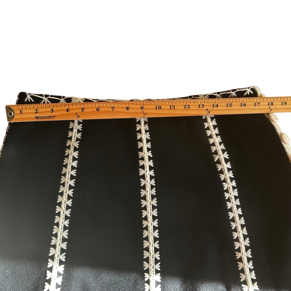 ETCETERA skirt womens 14 embroiderd soft wool blend a-line boho black cream work - Picture 5 of 15